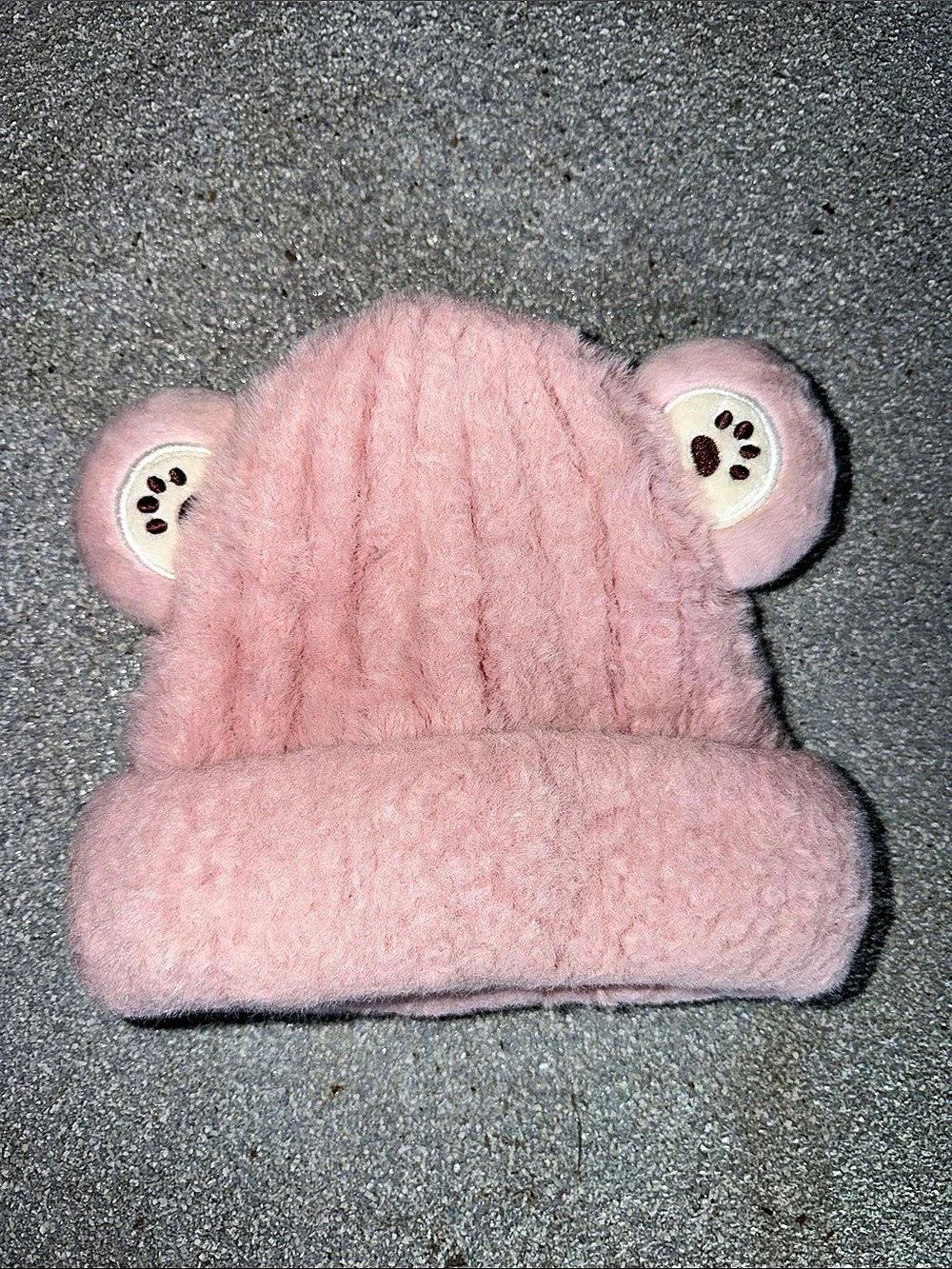 Baby/ Toddler Pink Fleece knit Bear Ear Hat Super Warm / Soft Like New